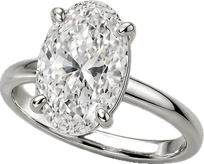 Oval diamond solitaire ring in platinum